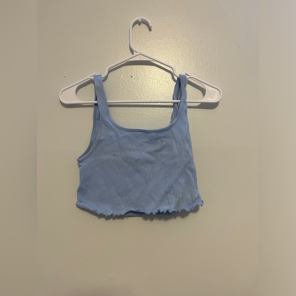 light blue crop top